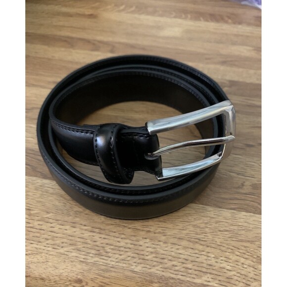 Milorde Black Dress Belt Men's Size 36 Genuine Leather Excellent - Picture 1 of 3